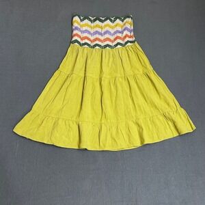 Umgee Crochet Tiered Skirt Womens M Lime Green NEW Boho Chevron Smocked R0120